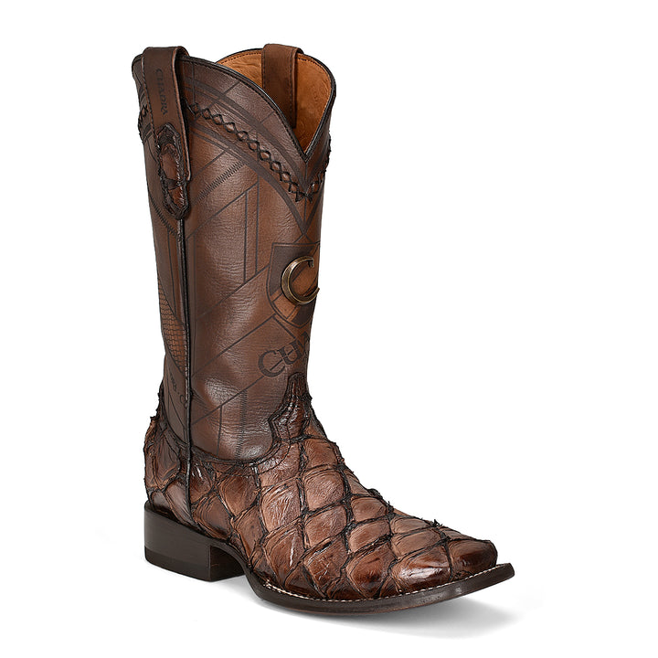 Chocolate Glazed Fish Pirarucu Laser & Woven Square Toe