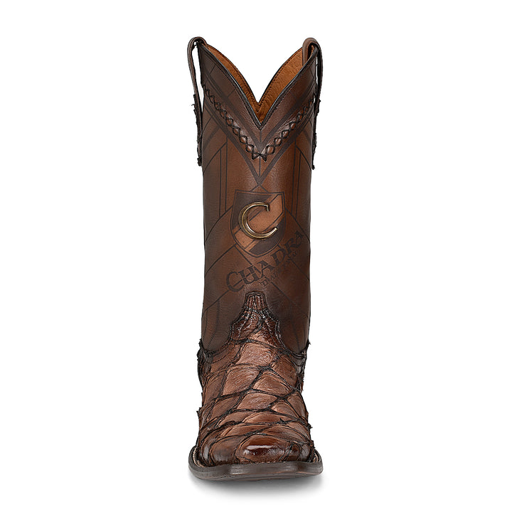 Chocolate Glazed Fish Pirarucu Laser & Woven Square Toe