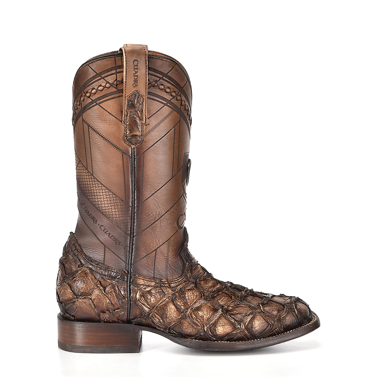 Asturias Honey Fish Pirarucu Laser & Woven Square Toes