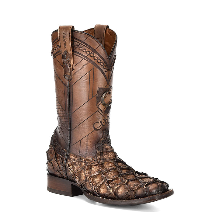 Asturias Honey Fish Pirarucu Laser & Woven Square Toes