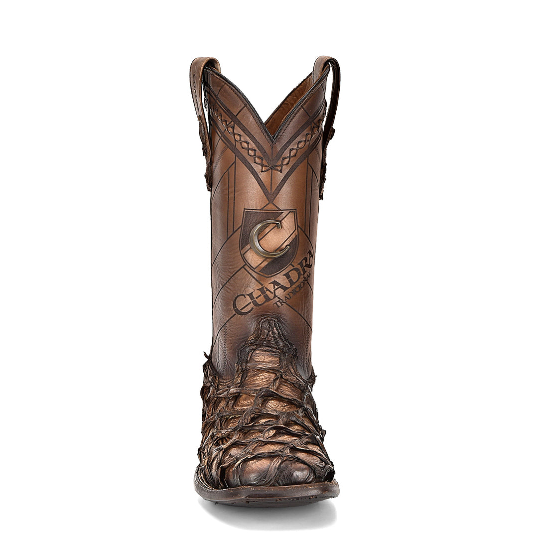Asturias Honey Fish Pirarucu Laser & Woven Square Toes