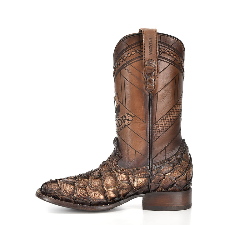 Asturias Honey Fish Pirarucu Laser & Woven Square Toes
