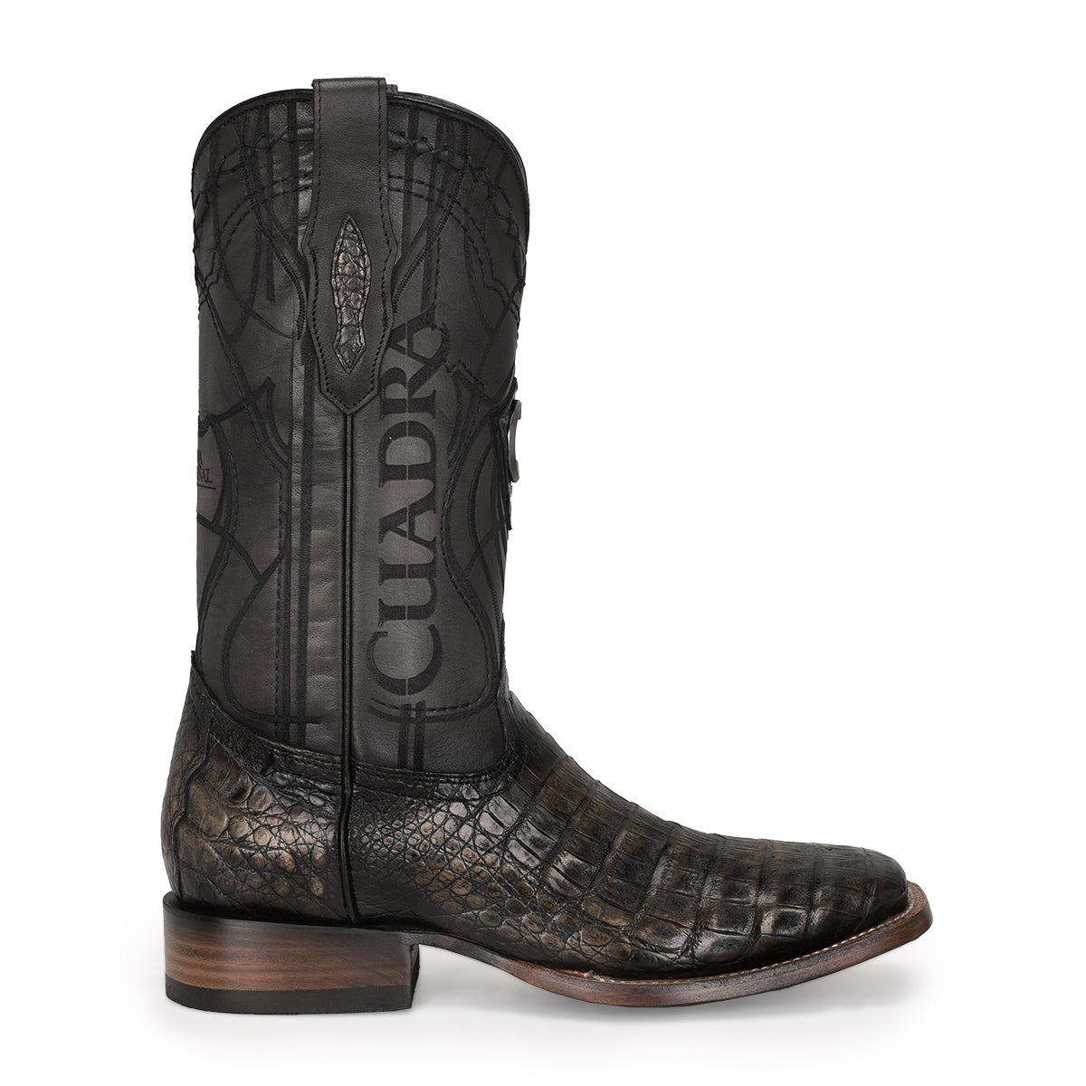 Atlantic Black Sand Caiman Embroidery & Laser & Woven Square Toe