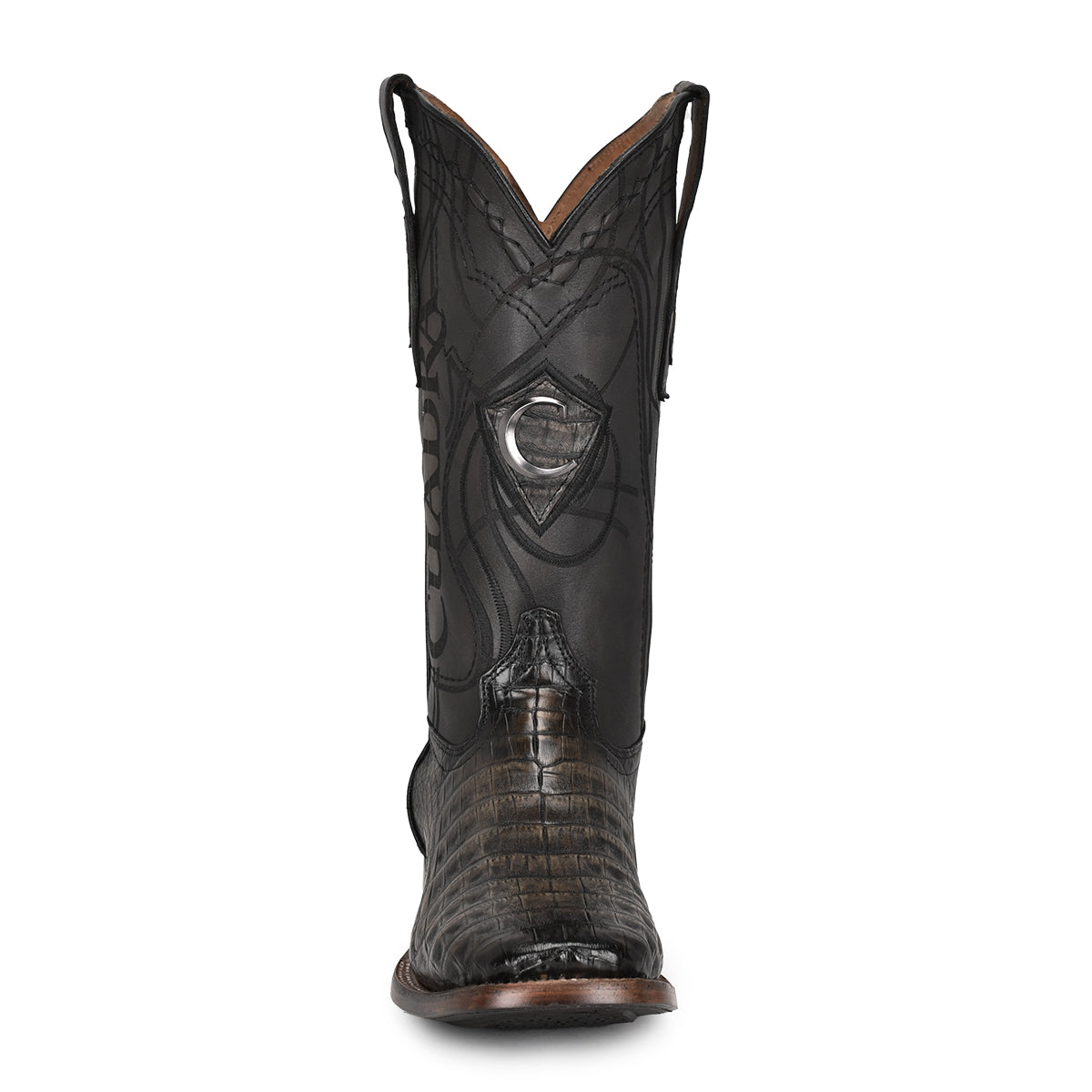 Atlantic Black Sand Caiman Embroidery & Laser & Woven Square Toe