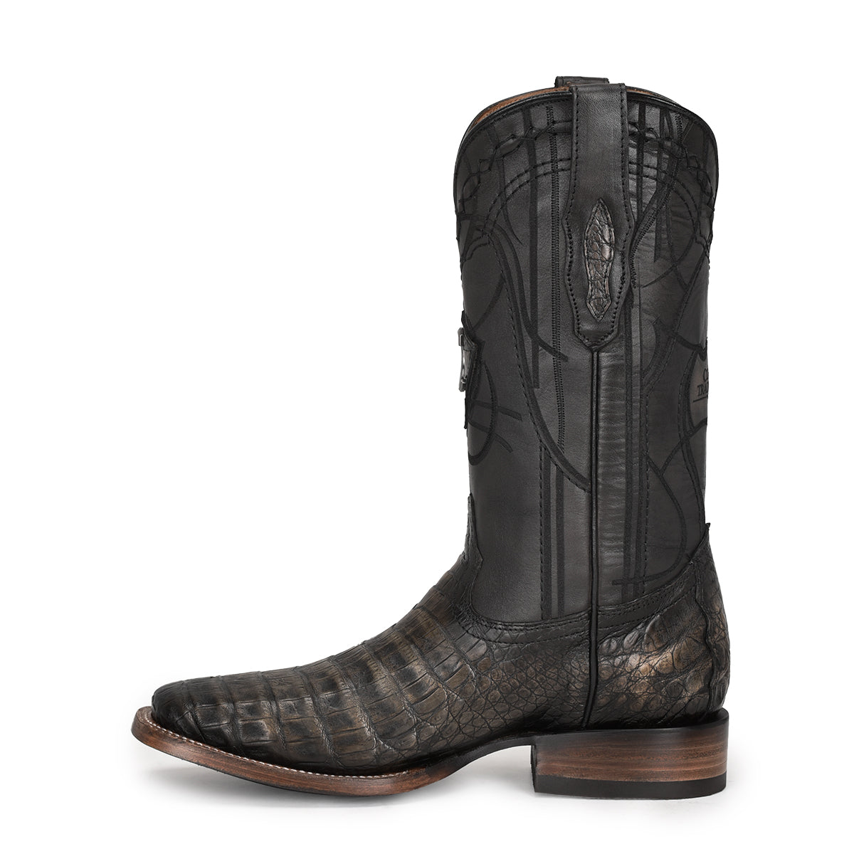 Atlantic Black Sand Caiman Embroidery & Laser & Woven Square Toe