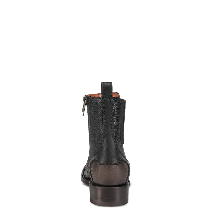 Black Ostrich Zipper Square Toe