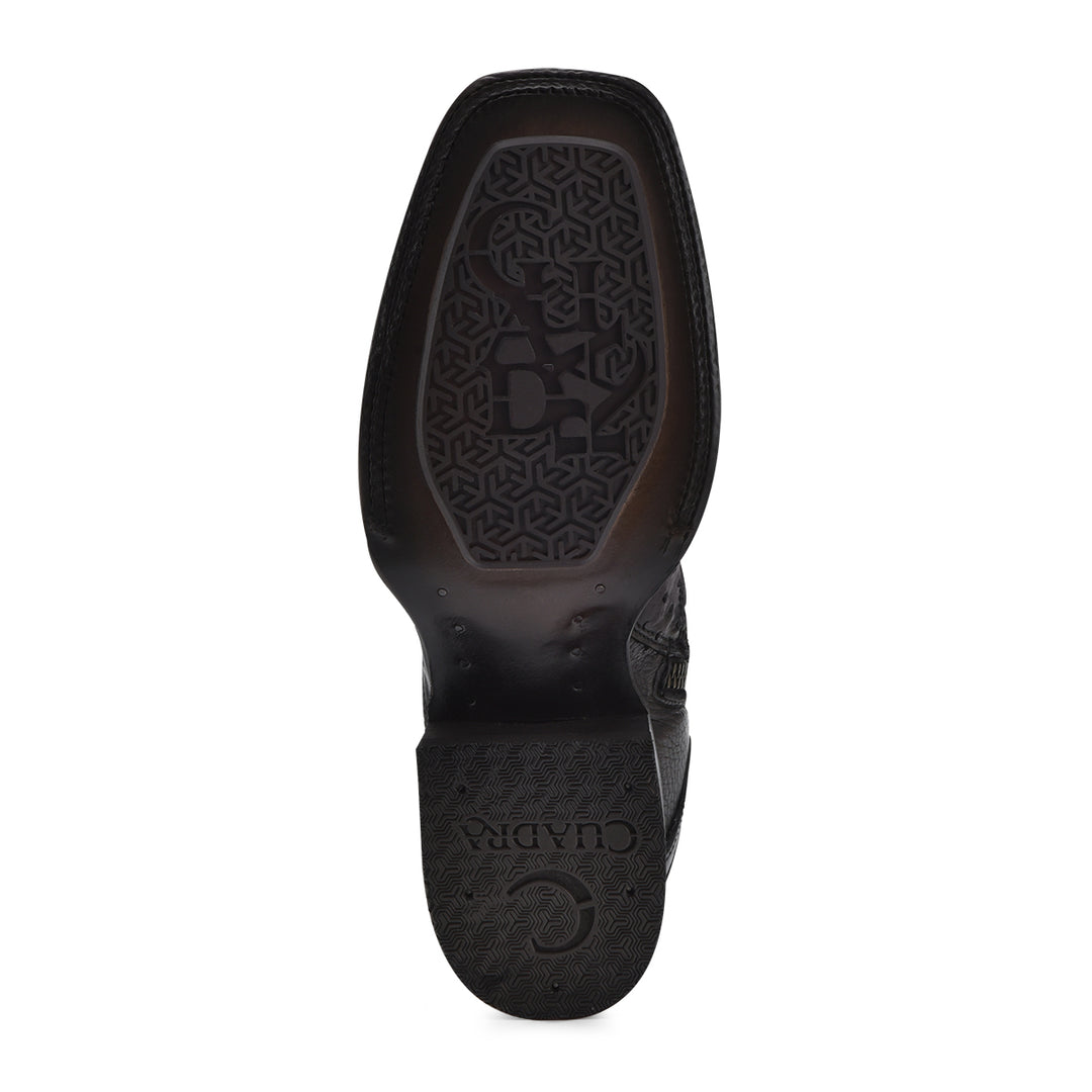 Black Ostrich Zipper Square Toe