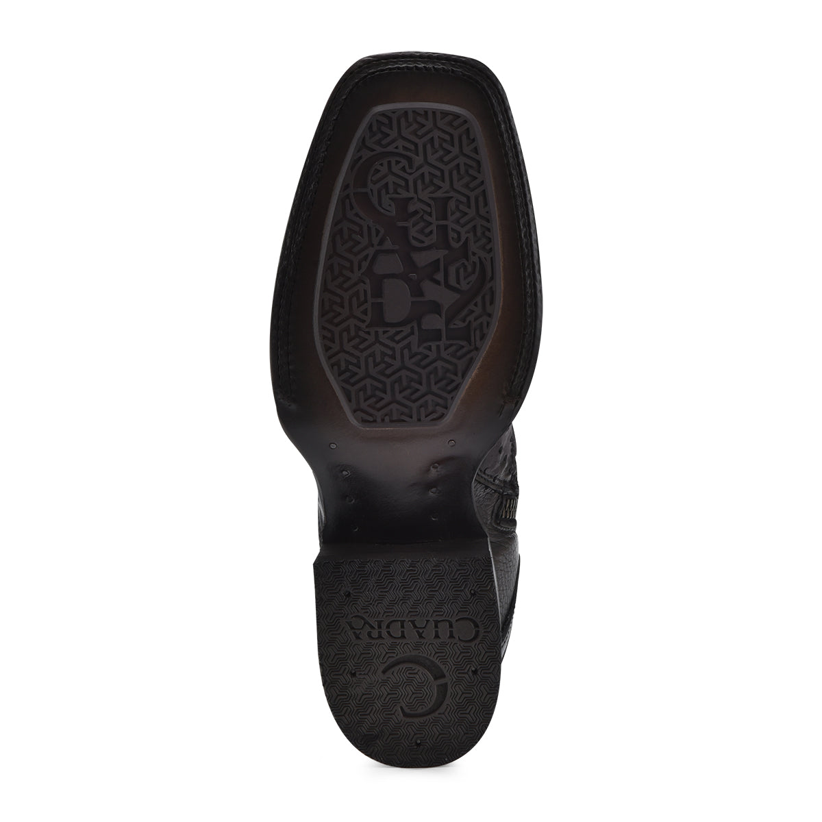 Black Ostrich Zipper Square Toe