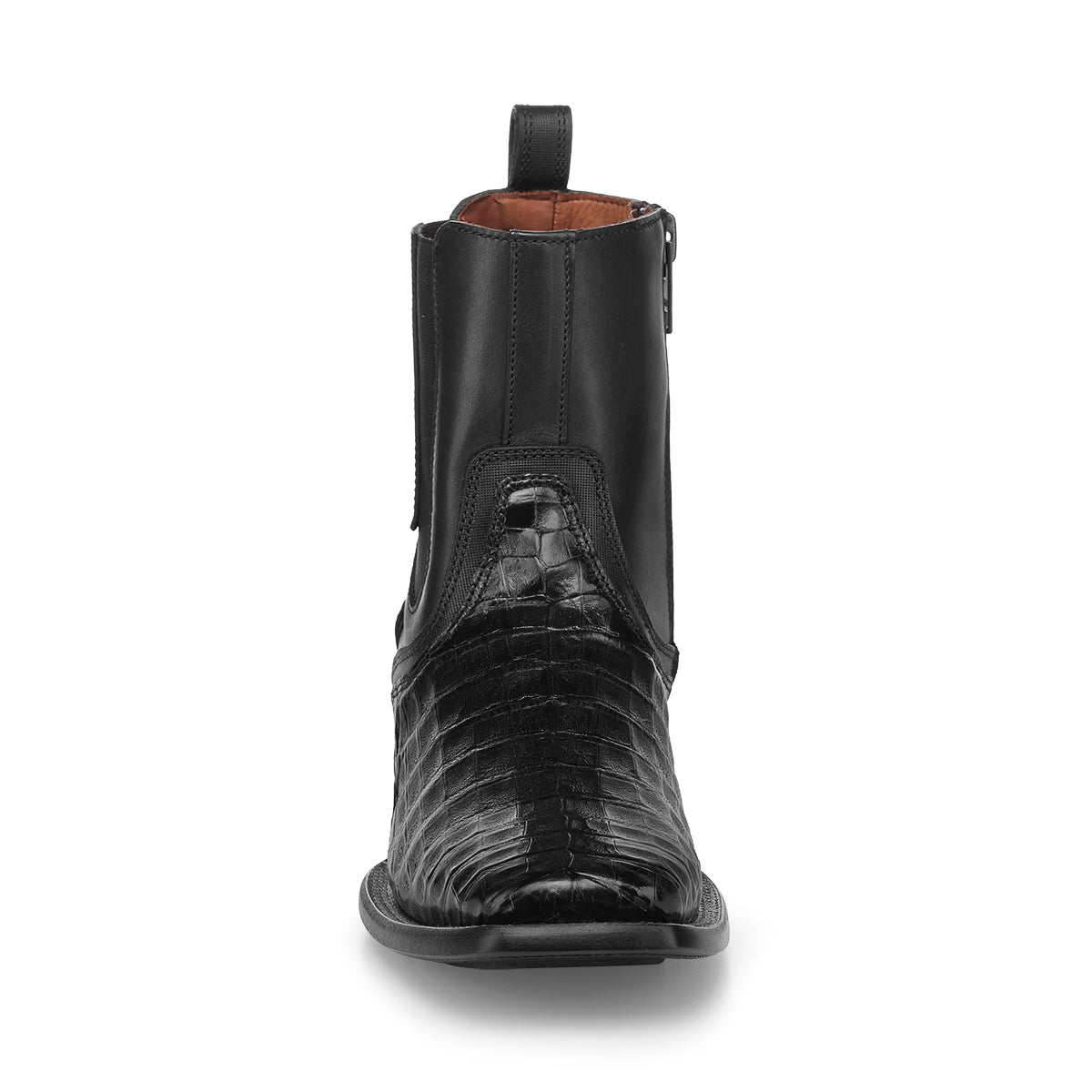 Cuadra Black Caiman Zipper & Elastic Square Toe CU891