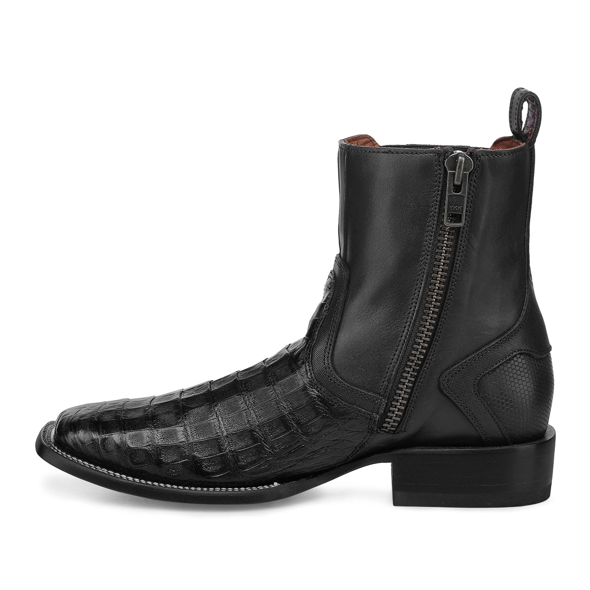 Cuadra Black Caiman Zipper & Elastic Square Toe CU891