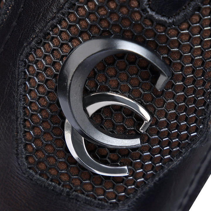 Black & Honey American Bison Embroidery & Studs Square Toe