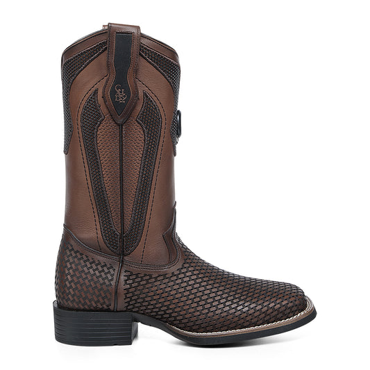 Honey Laser & Embroidery & Studs Square Toe