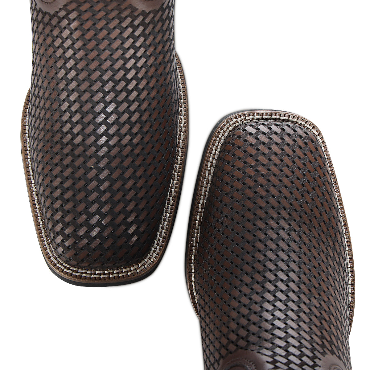 Honey Laser & Embroidery & Studs Square Toe