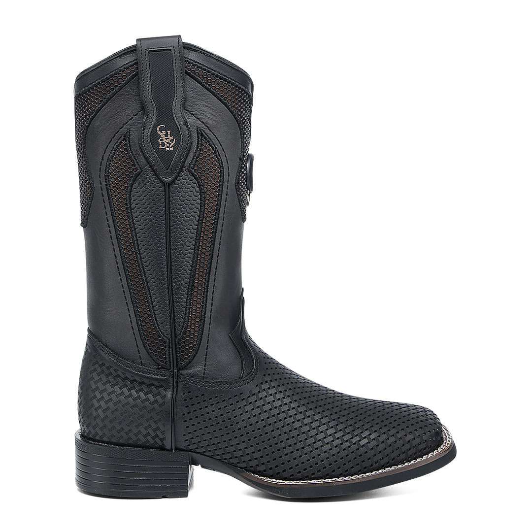 Oxford & Brown Laser & Embroidery & Studs Square Toe