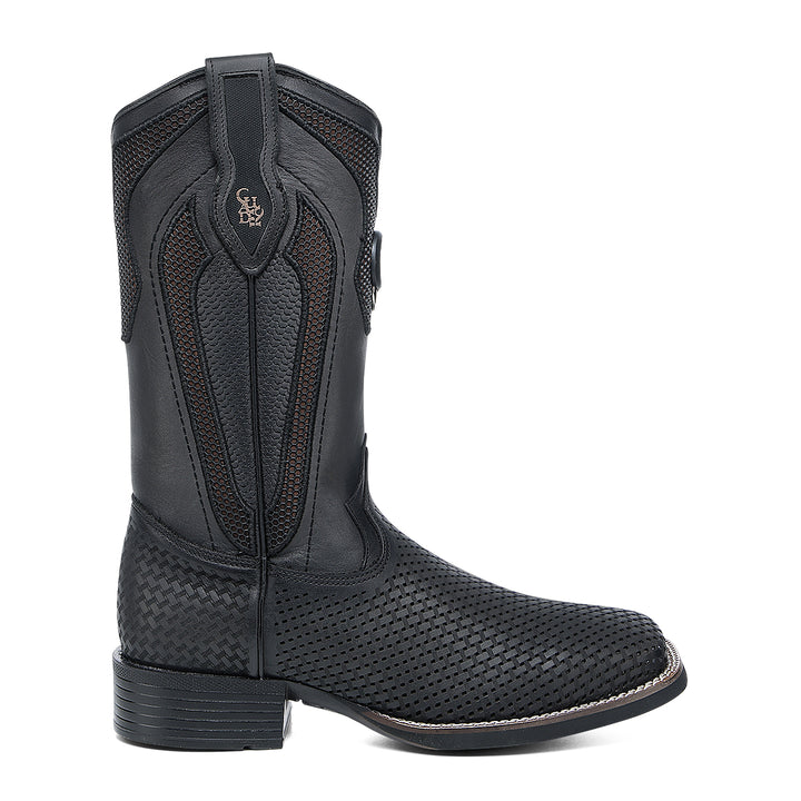 Oxford & Brown Laser & Embroidery & Studs Square Toe
