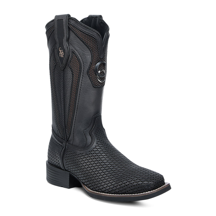 Oxford & Brown Laser & Embroidery & Studs Square Toe