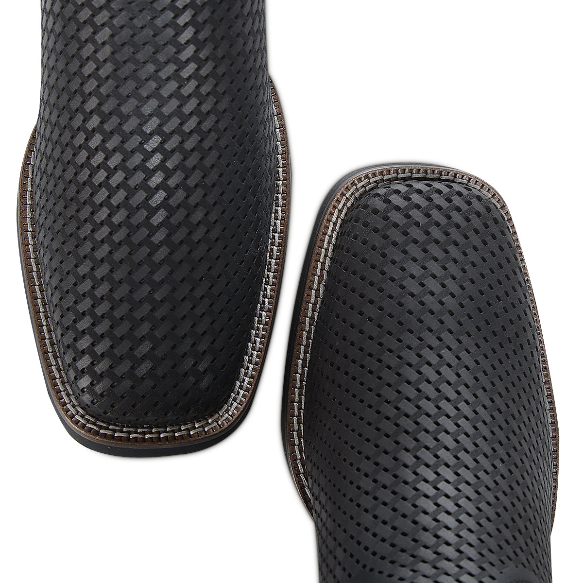 Oxford & Brown Laser & Embroidery & Studs Square Toe