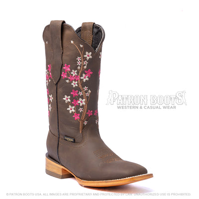 Cuatrero Boots Dama Texas Cherry Blossom Choco