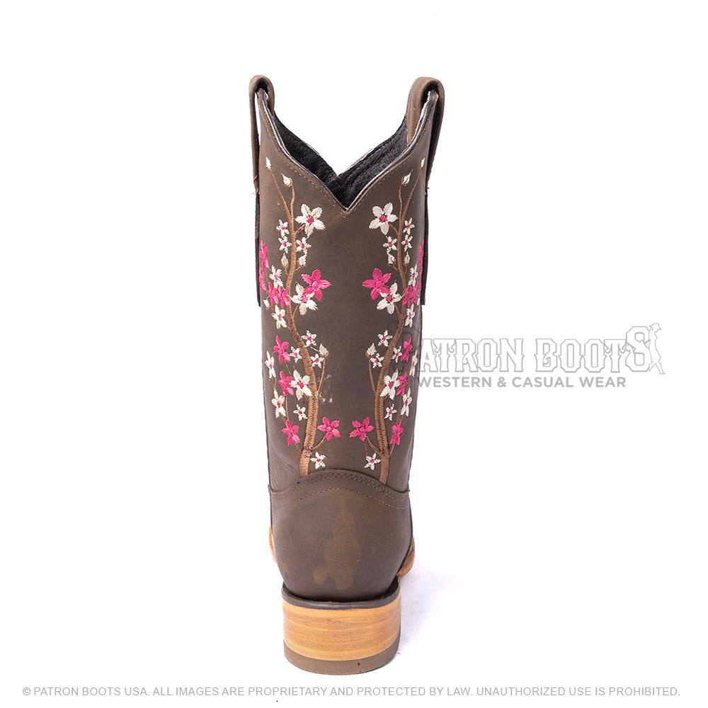 Cuatrero Boots Dama Texas Cherry Blossom Choco