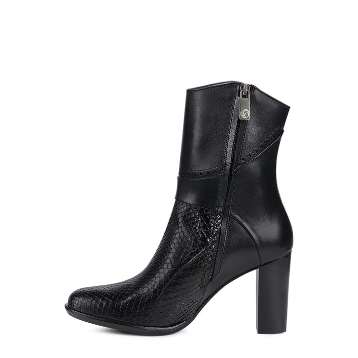 Black Phyton M Zipper Round Toe