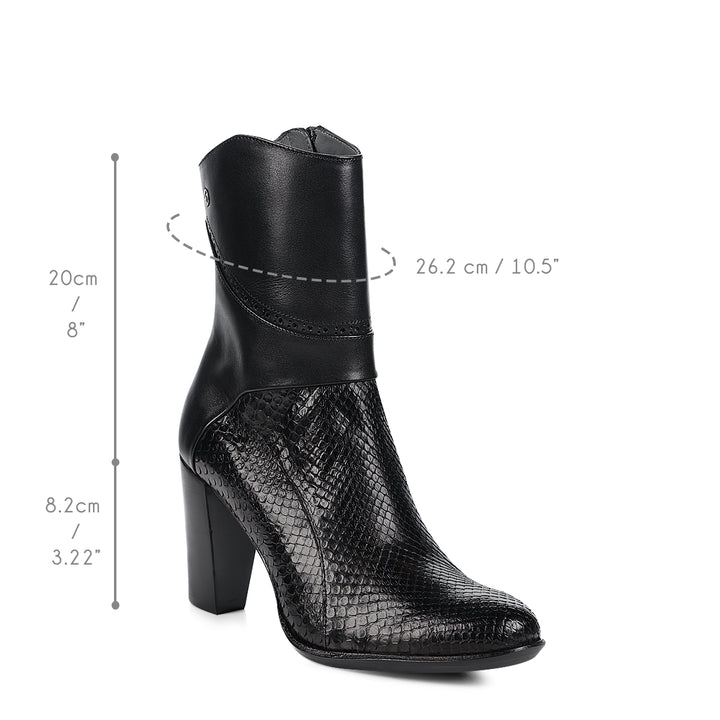Black Phyton M Zipper Round Toe