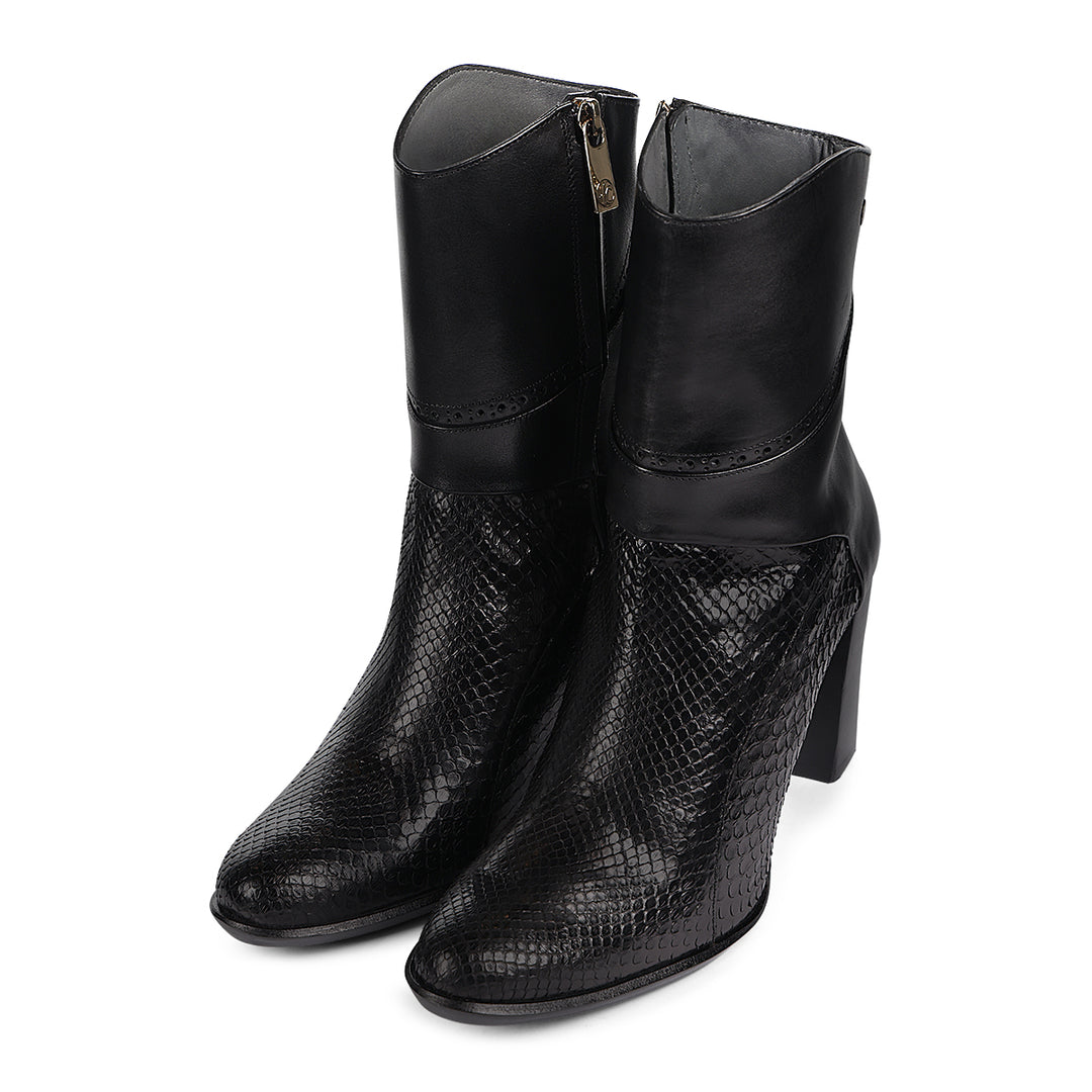 Black Phyton M Zipper Round Toe