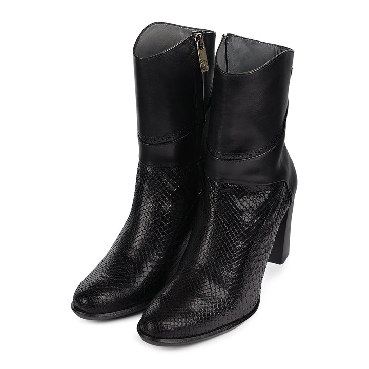 Black Phyton M Zipper Round Toe