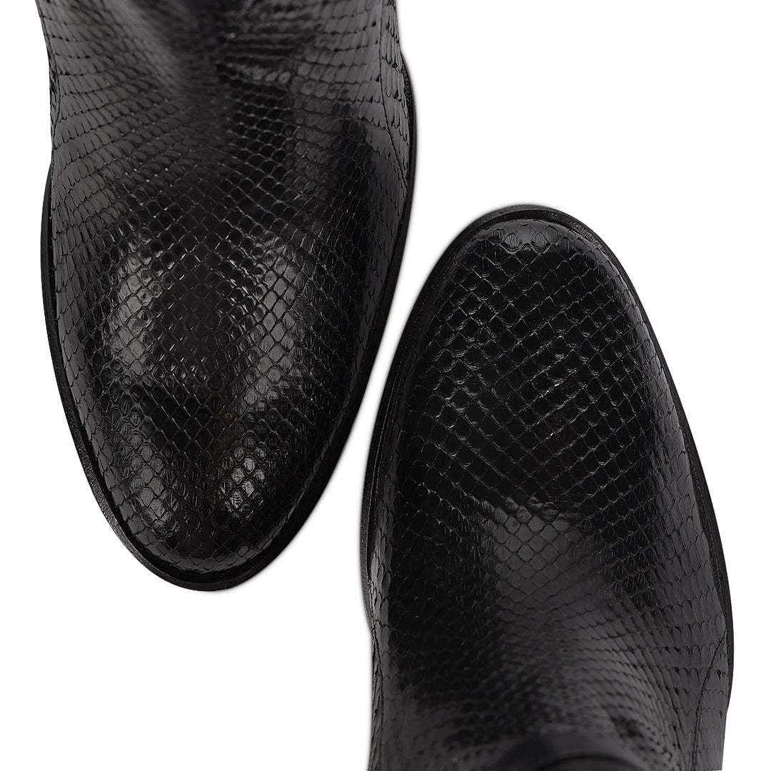 Black Phyton M Zipper Round Toe