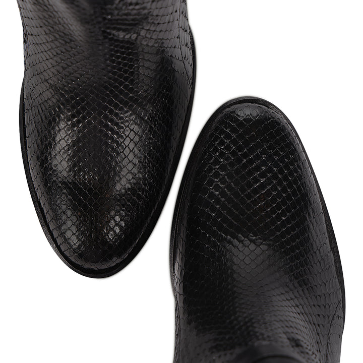 Black Phyton M Zipper Round Toe