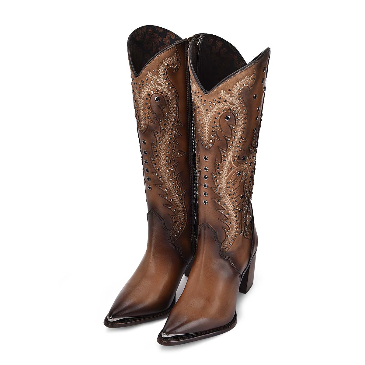 Satro Sand Overlay & Embroidery & STuds Pointed Toe