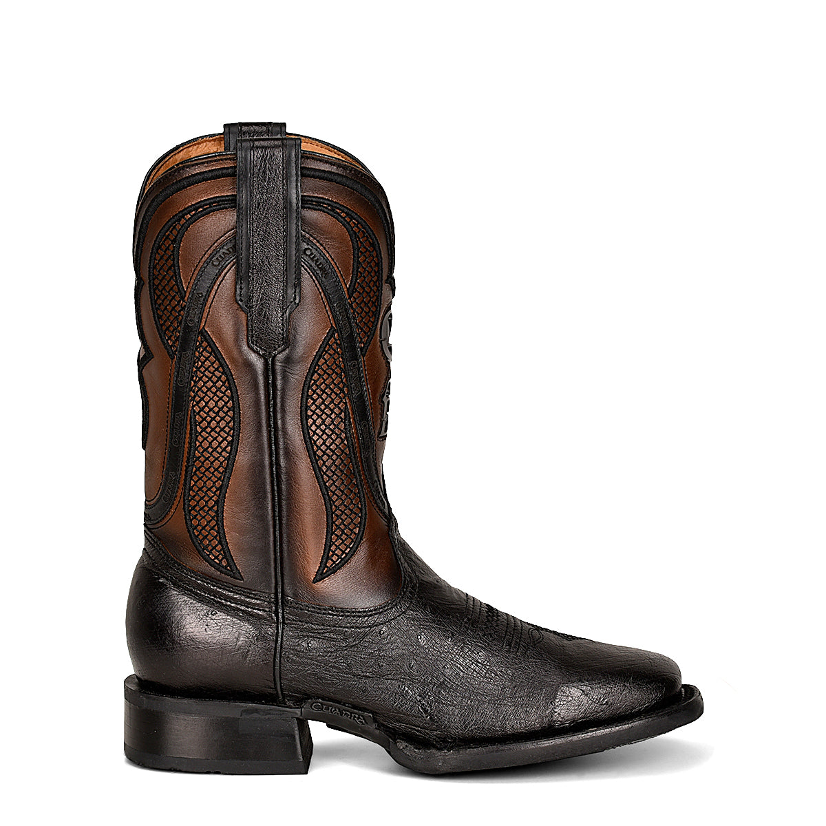 Cuadra Black Ostrich Laser Embroidery CU653