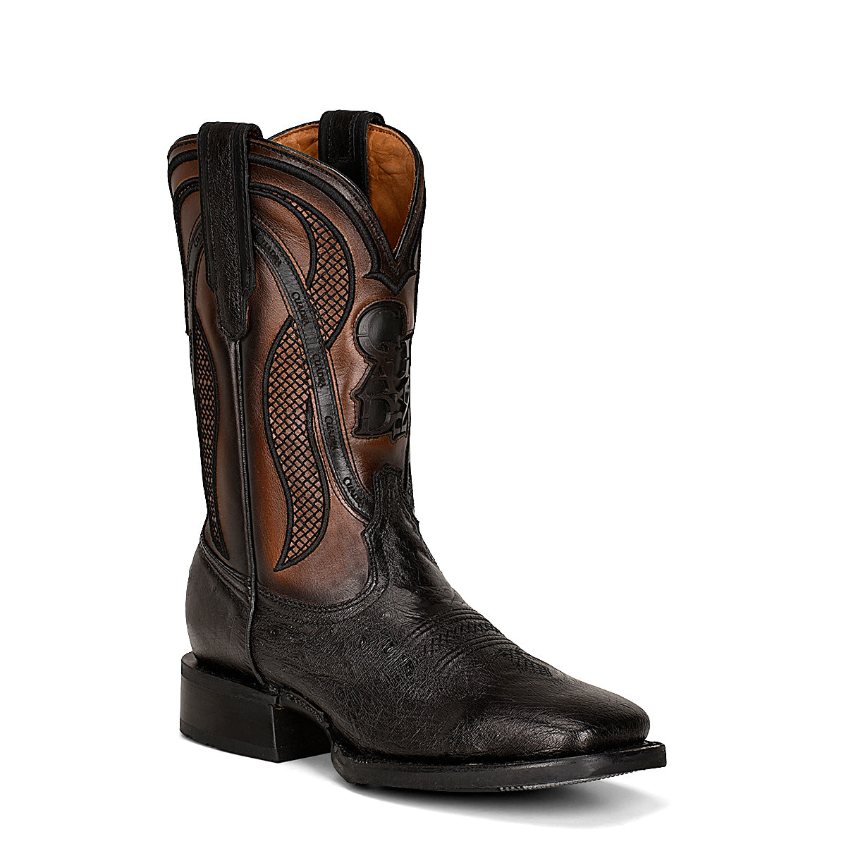 Cuadra Black Ostrich Laser Embroidery CU653