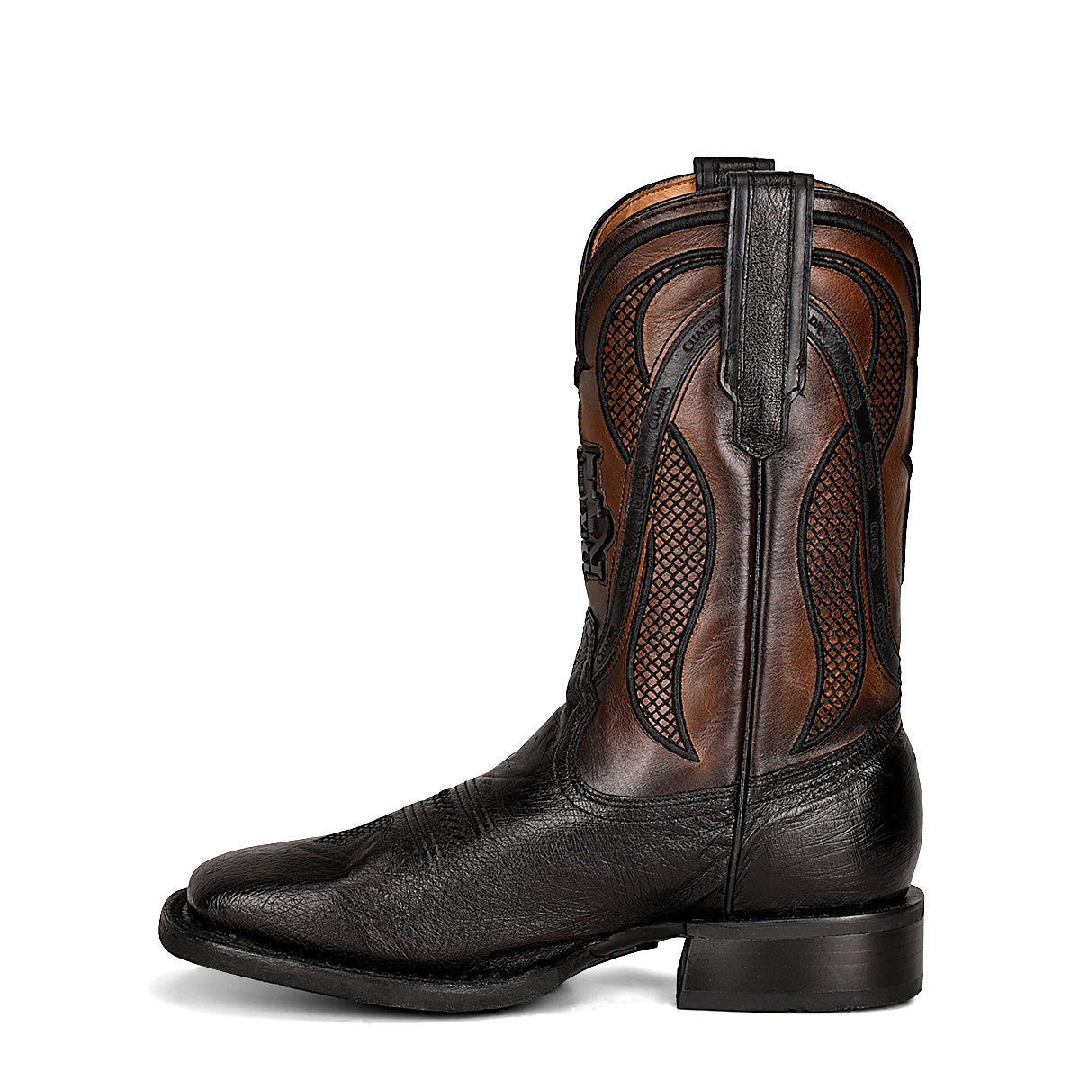 Cuadra Black Ostrich Laser Embroidery CU653