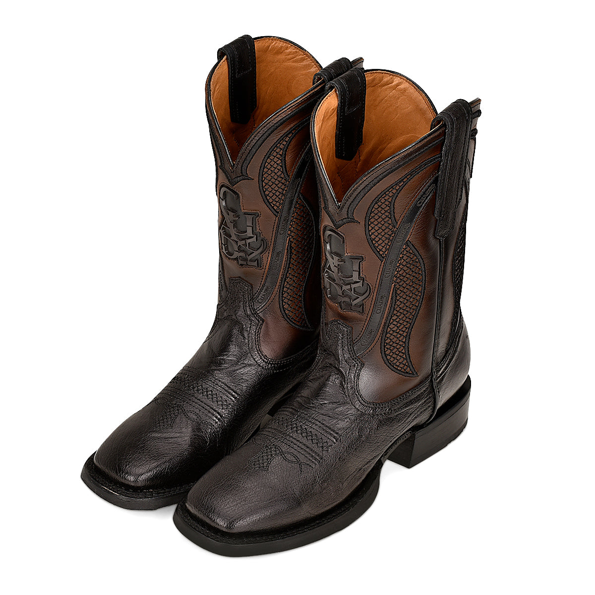Cuadra Black Ostrich Laser Embroidery CU653