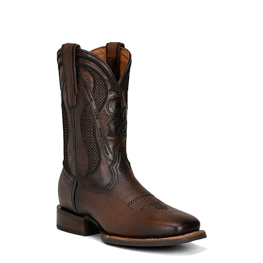 Cuadra Brown Embroidery Square Toe CU655