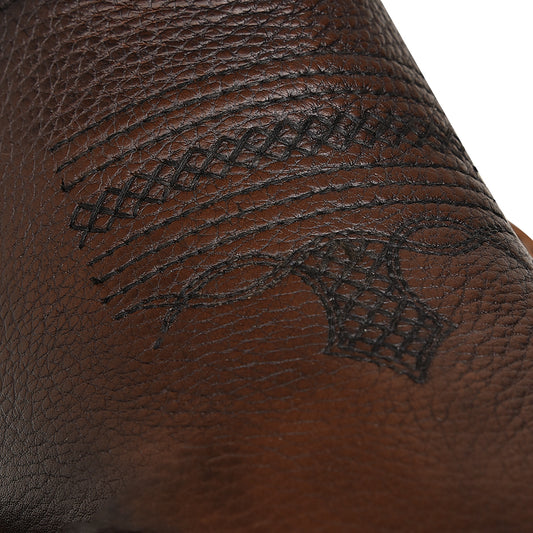 Cuadra Brown Embroidery Square Toe CU655