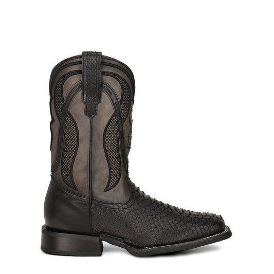 Cuadra Black Python Square Toe CU668