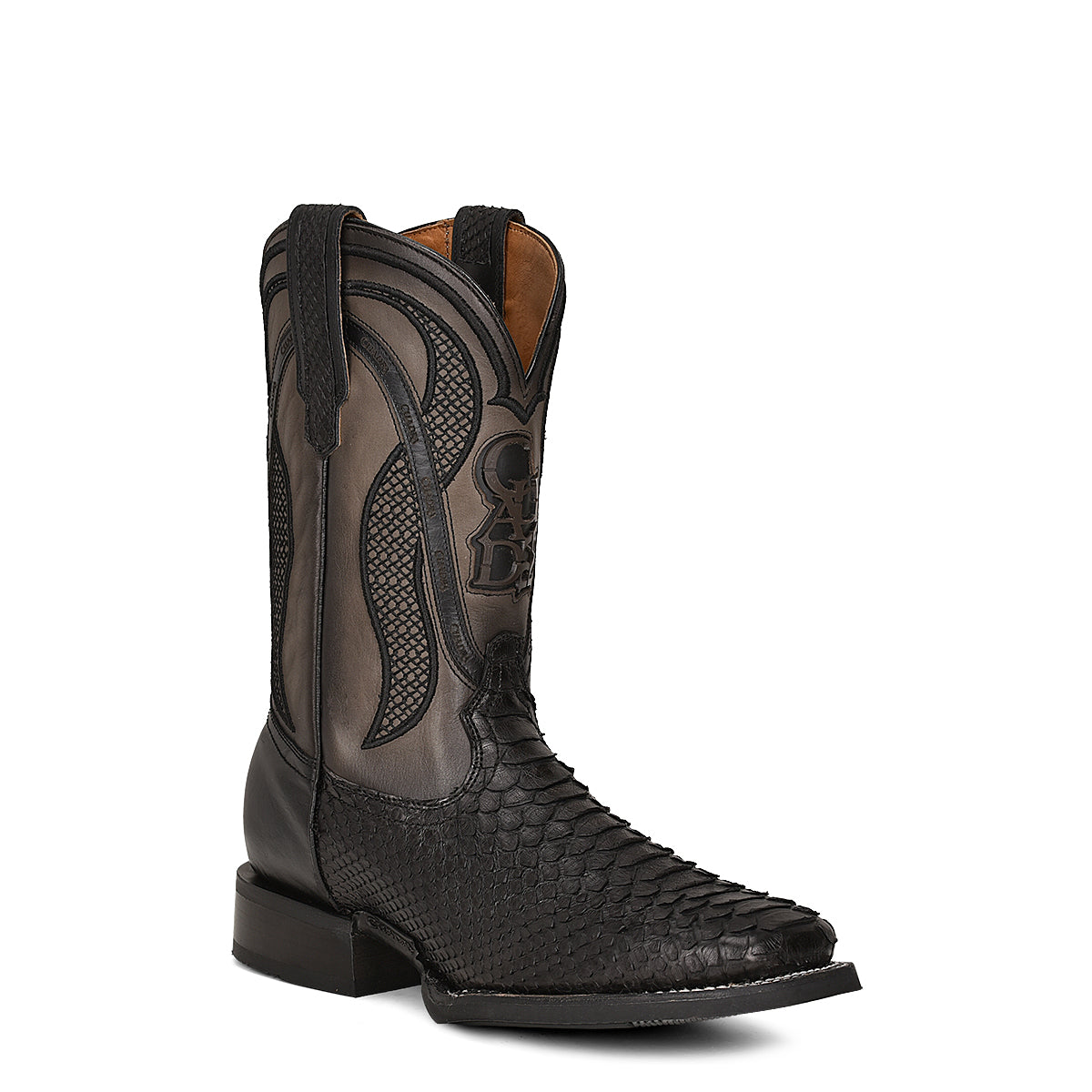 Patron Piethon Cuadra Black Python Square Toe CU668 – Patron Boots USA