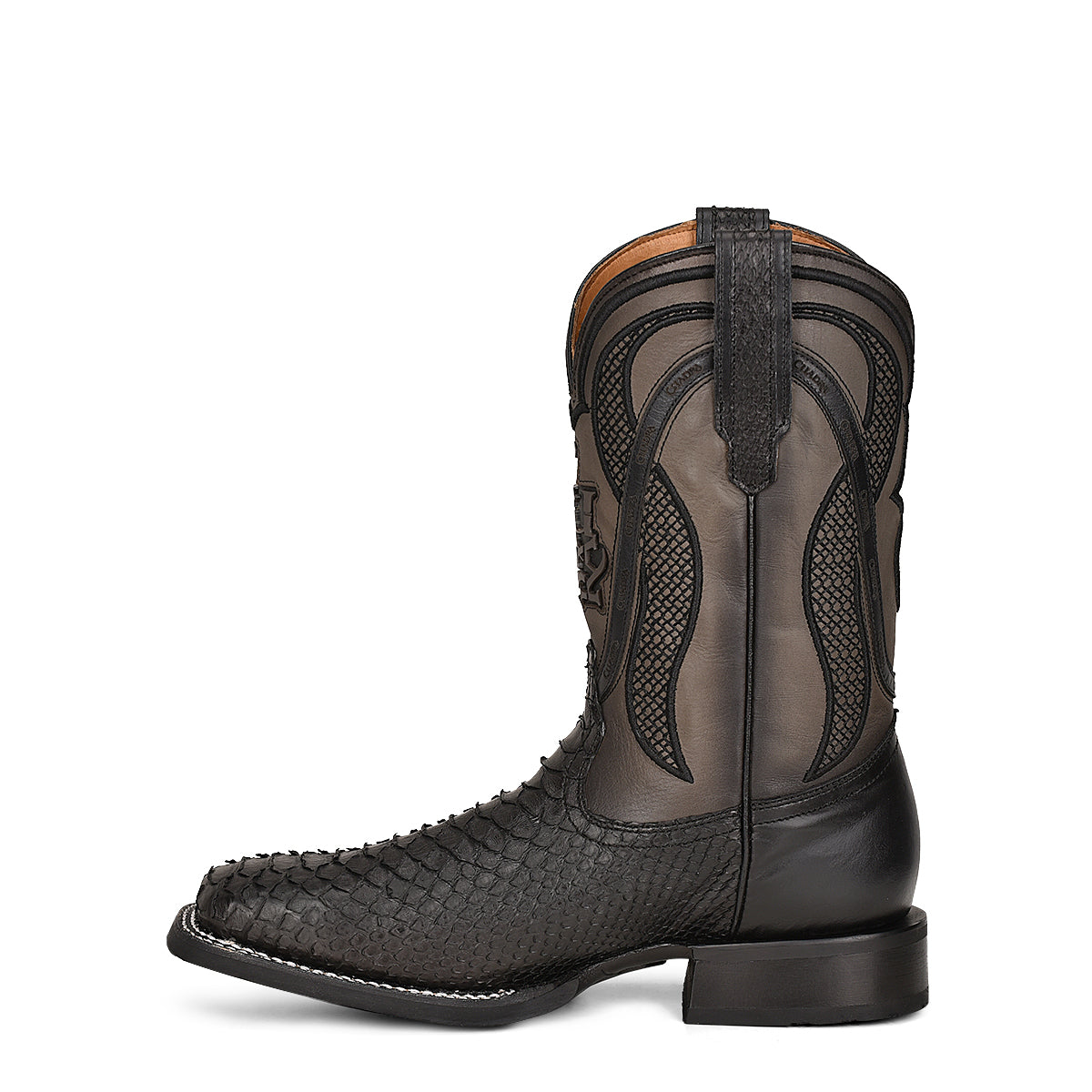 Cuadra Black Python Square Toe CU668