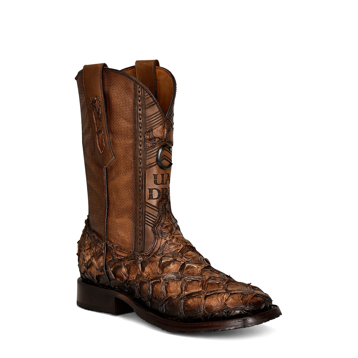 Asturias Honey Fish Pirarucu Laser & Woven Square Toe
