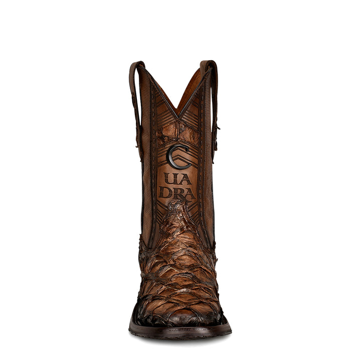 Asturias Honey Fish Pirarucu Laser & Woven Square Toe