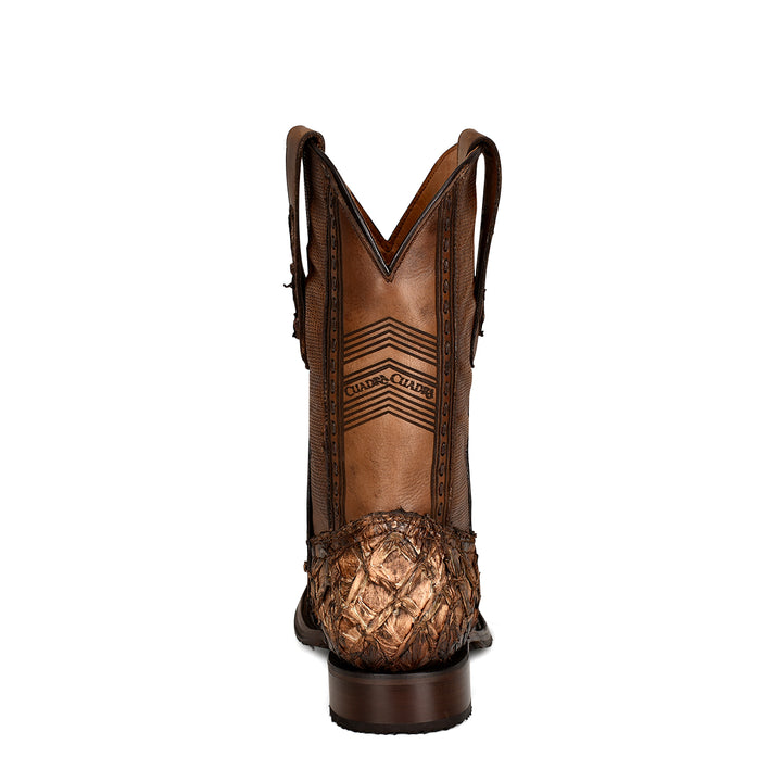 Asturias Honey Fish Pirarucu Laser & Woven Square Toe