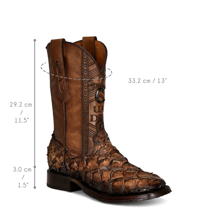 Asturias Honey Fish Pirarucu Laser & Woven Square Toe