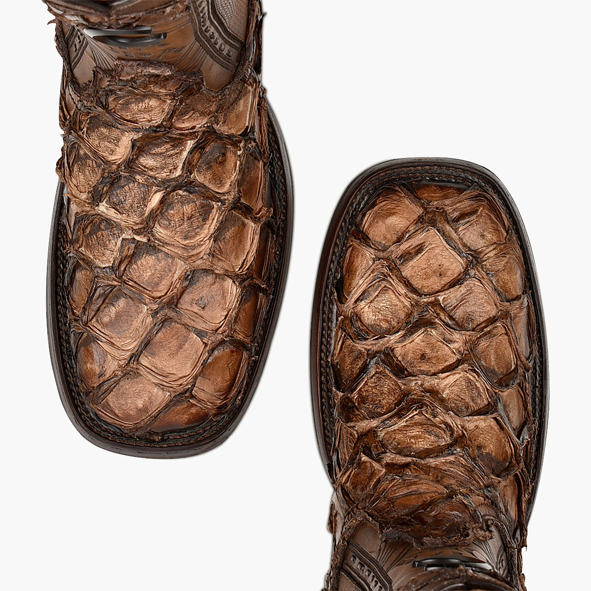 Asturias Honey Fish Pirarucu Laser & Woven Square Toe