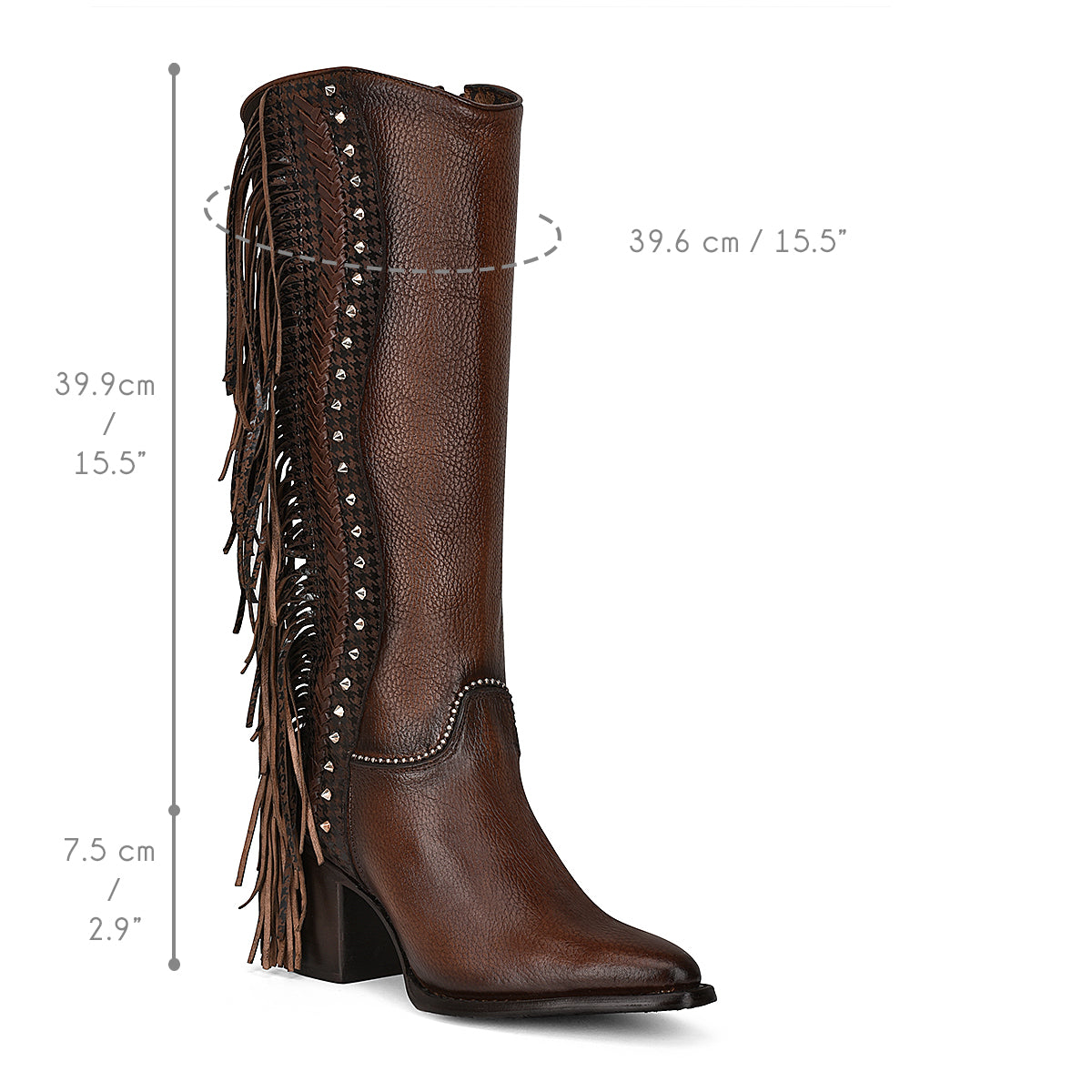 Cuadra Brown Studs & Fringe Pointed Toe CU695