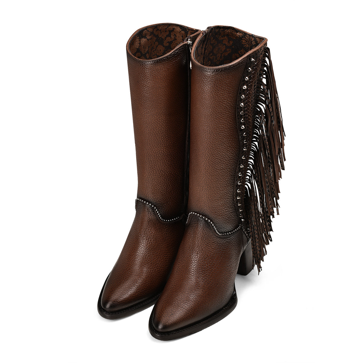 Cuadra Brown Studs & Fringe Pointed Toe CU695