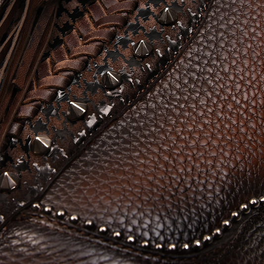 Cuadra Brown Studs & Fringe Pointed Toe CU695