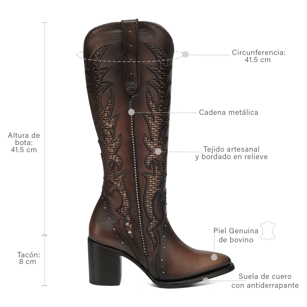Cuadra Embroidery & Zipper & Woven & Studs Point LD Honey CC338