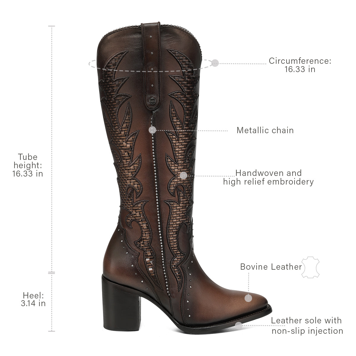 Cuadra Embroidery & Zipper & Woven & Studs Point LD Honey CC338