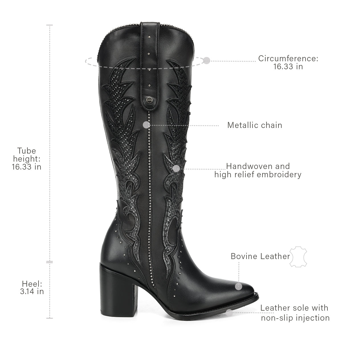 Cuadra LD Black Embroidery Woven & Studs CC337
